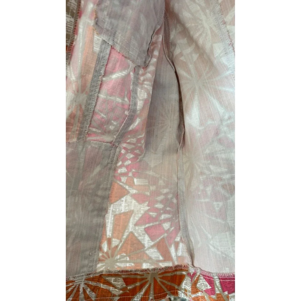 Hearts of Palm Womens Orange Pink‎ Geometric Sunburst Button Up Jacket Size 8